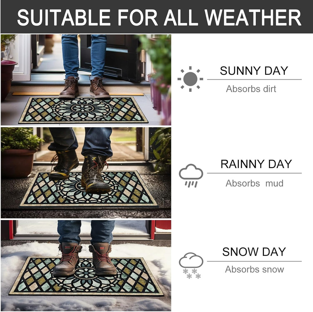 CHICHIC Welcome Door Mat 17x 30 Inch Front Doormat Outdoors for Home Entrance...