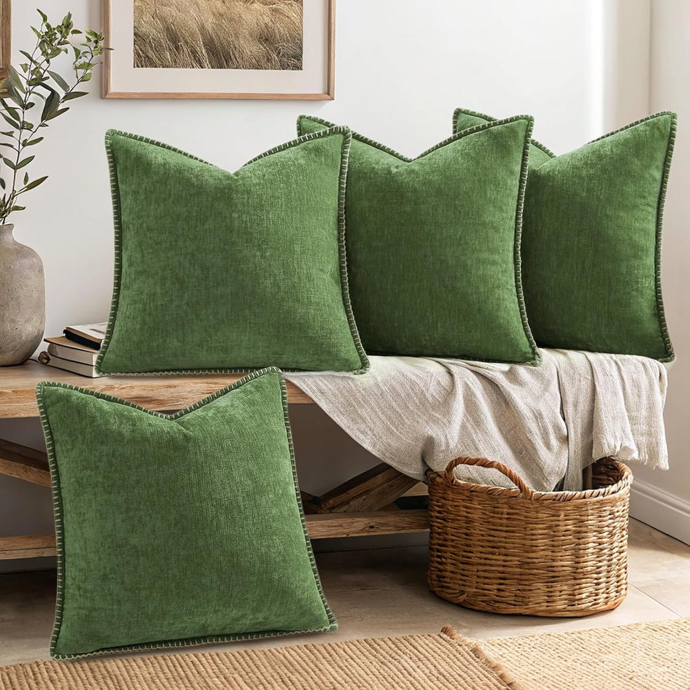 decorUhome Fall Soft Decorative Chenille Throw Pillow Covers 18x18 Set of 4