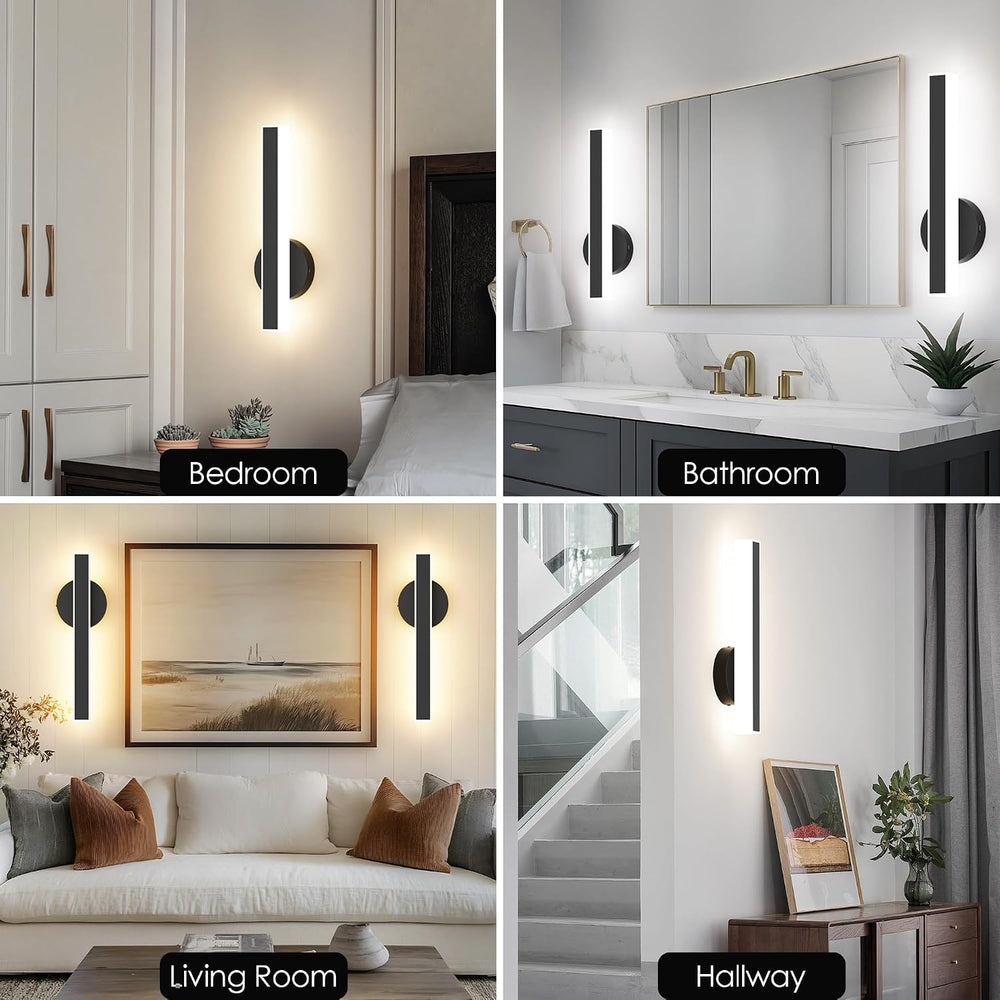 Aipsun Black Wall Sconce Hardwired Modern LED 18W Wall Sconce Set of Two, 15....