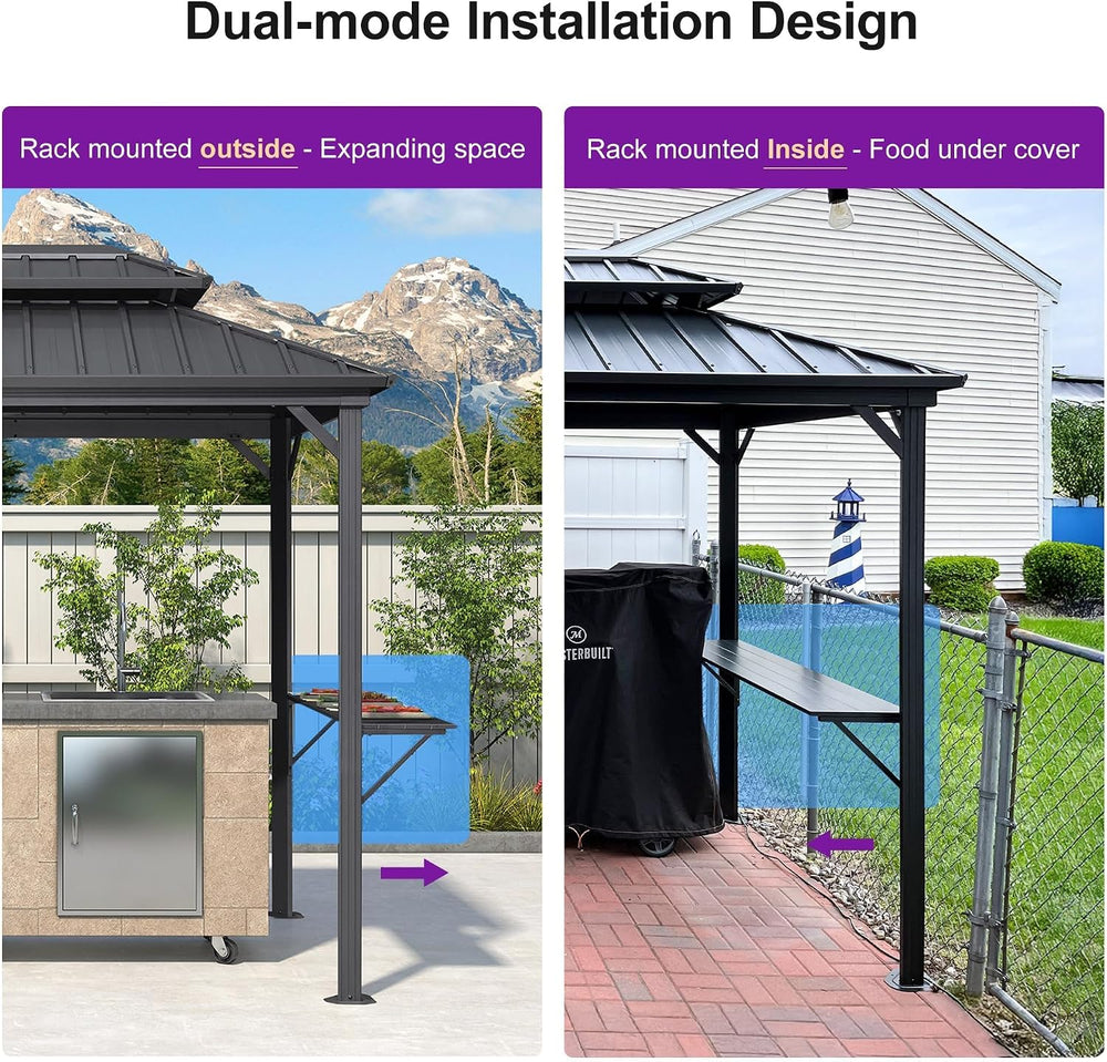 PURPLE LEAF Hardtop Grill Gazebo 6' x 8' Aluminum Frame Double Tier, ...