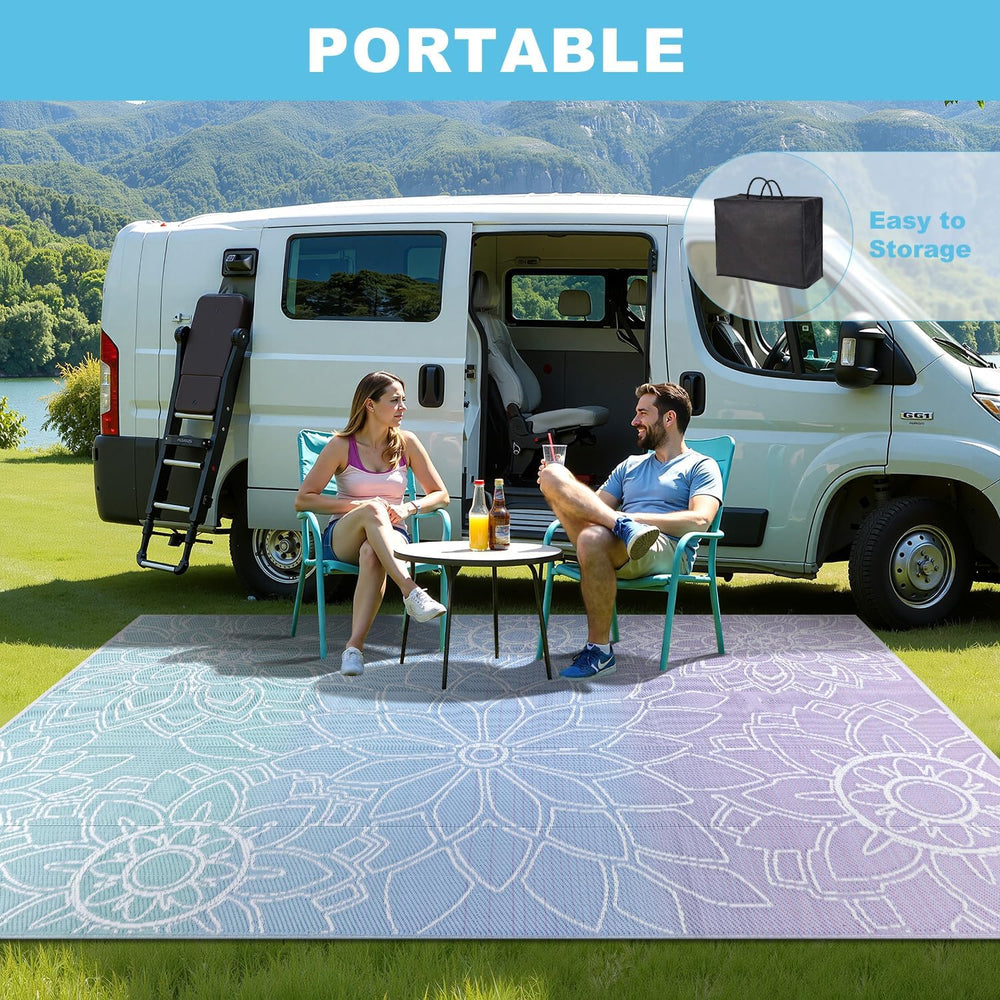 LOKHOM Outdoor Rug for Patio 6x9 ft Reversible Plastic Straw Patio Camping Ru...