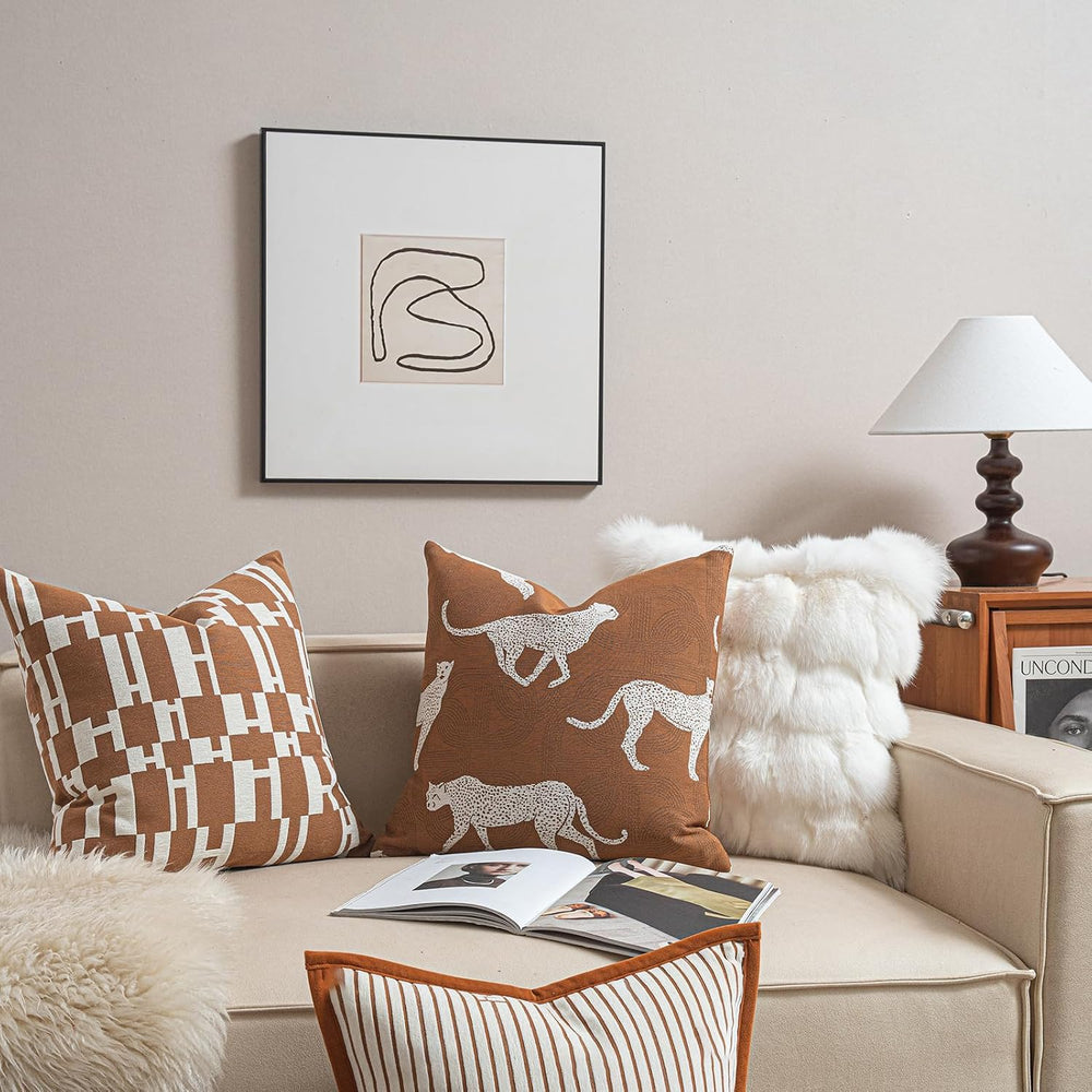 Croker Horse 22x22'' Inches Throw Pillow Cushion Cover - Leopard Chee...