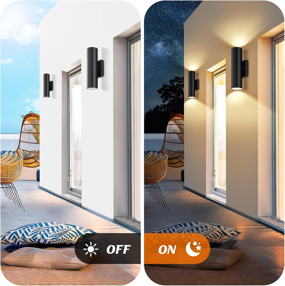 GoBright Outdoor Wall Lights, 12W Integrated LED Cylinder Up Down Lights