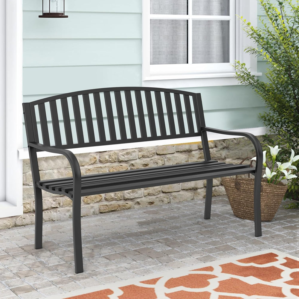 Outdoor Bench Garden Bench, Weatherproof Anti-Rust Heavy-Duty Outside Benches...