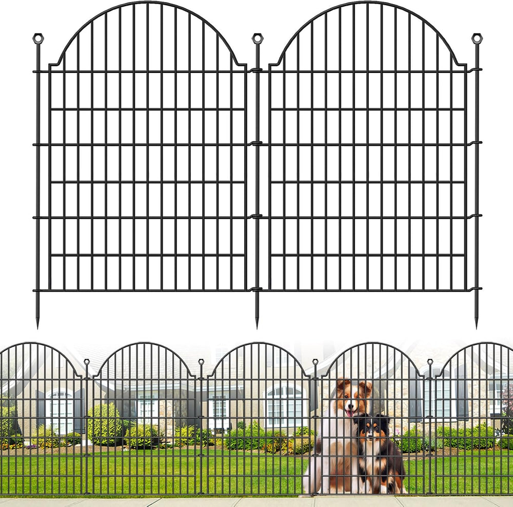 10 Panels No Dig Decorative Outdoor Garden Fence, 40in (H) x23.6ft (L)