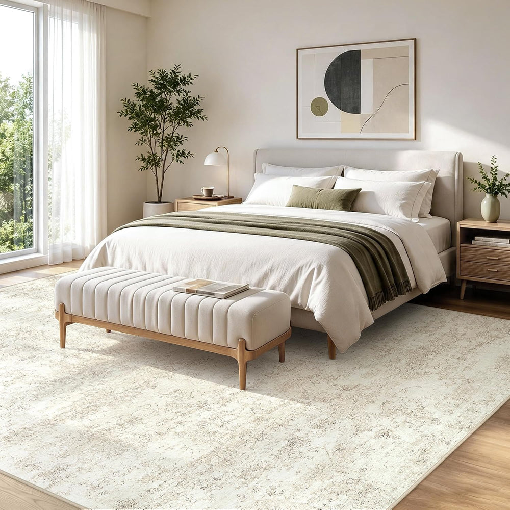 9x12 Area Rugs for Living Room Large Washable Beige Carpets for Bedroom