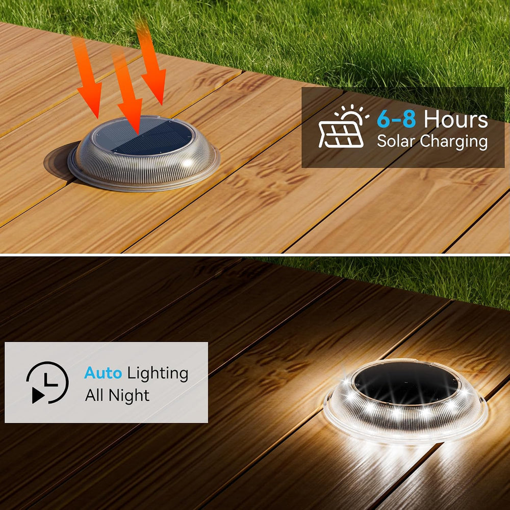T-SUN Solar Dock Lights Driveway Deck Lights, 3 Color Modes, 6 Packs