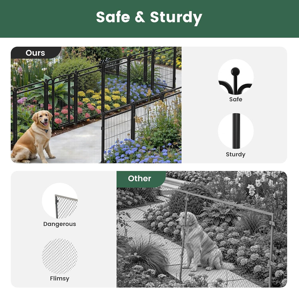 40 in(H) Garden Fence Outdoor for Yard with 2 Gravity Automatic Lock Gates,He...