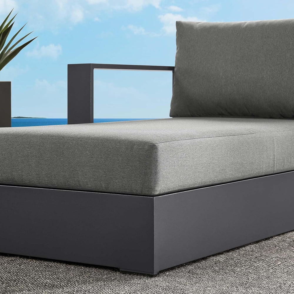 Modway Tahoe Aluminum Outdoor Chaise Lounge in Gray Charcoal with Weather-Res...
