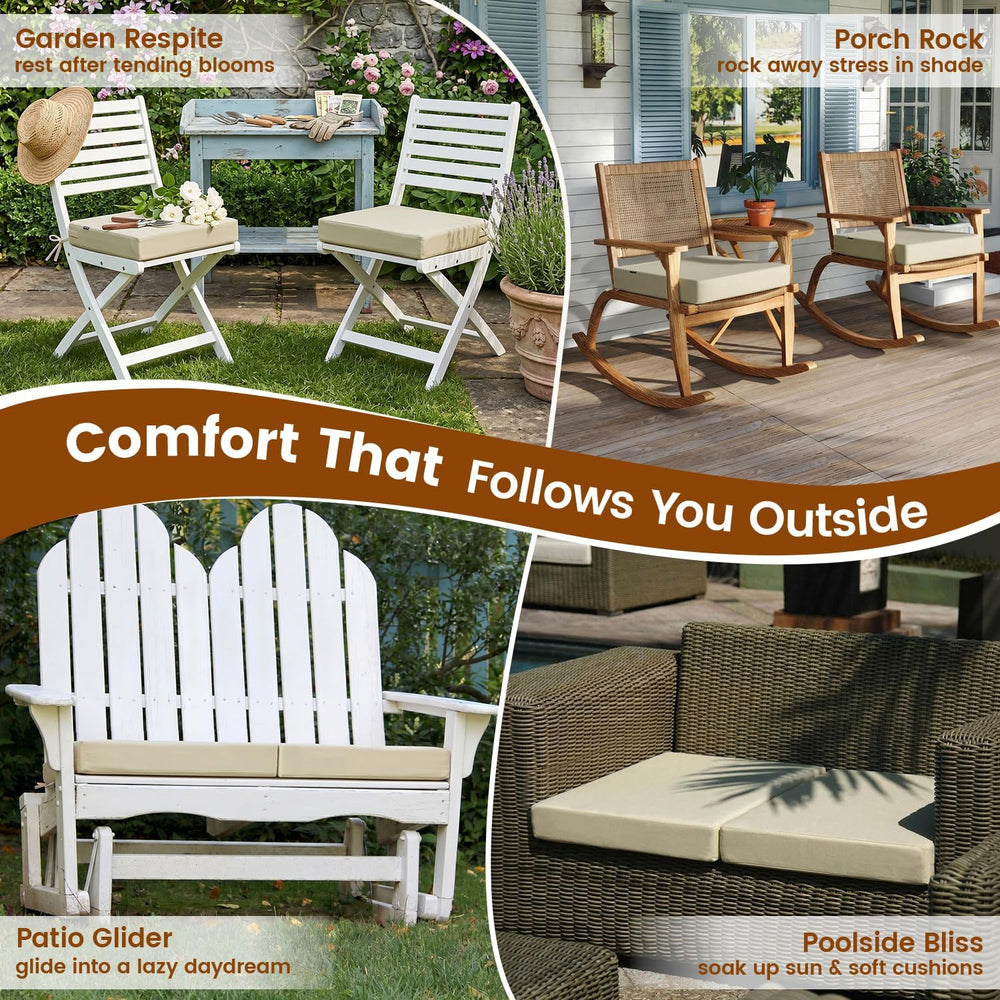 Favoyard Patio Chair Square Cushions Set of 2, Beige, 19 x 19 x 3 inches
