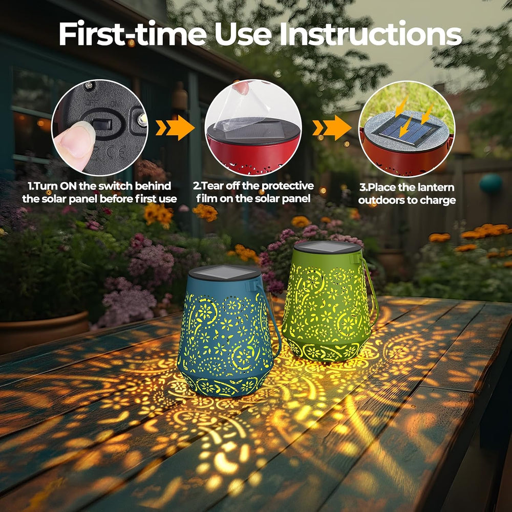 Solar Lanterns 4 Pack Outdoor Waterproof Solar Lights, Auto ON/Off Lanterns