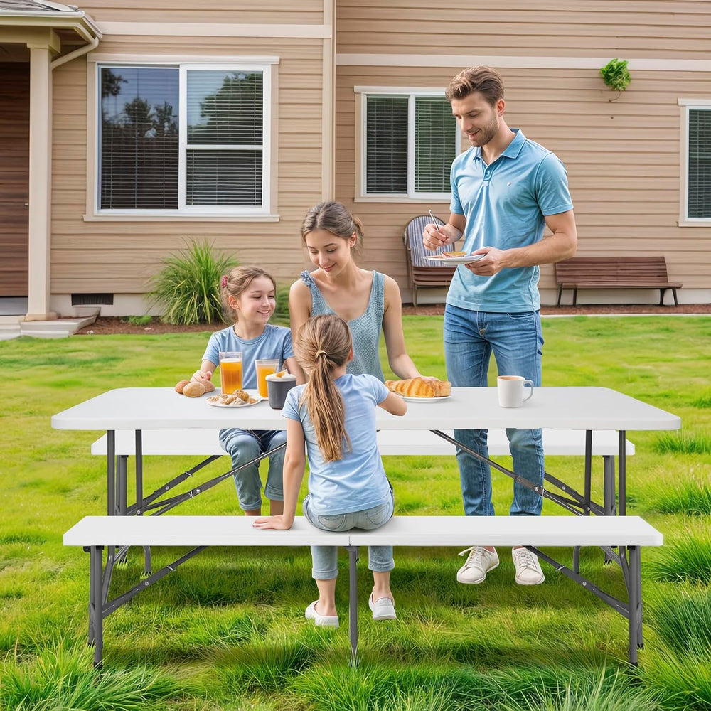 ZENY 6 Feet Picnic Table Set with 2 Benches