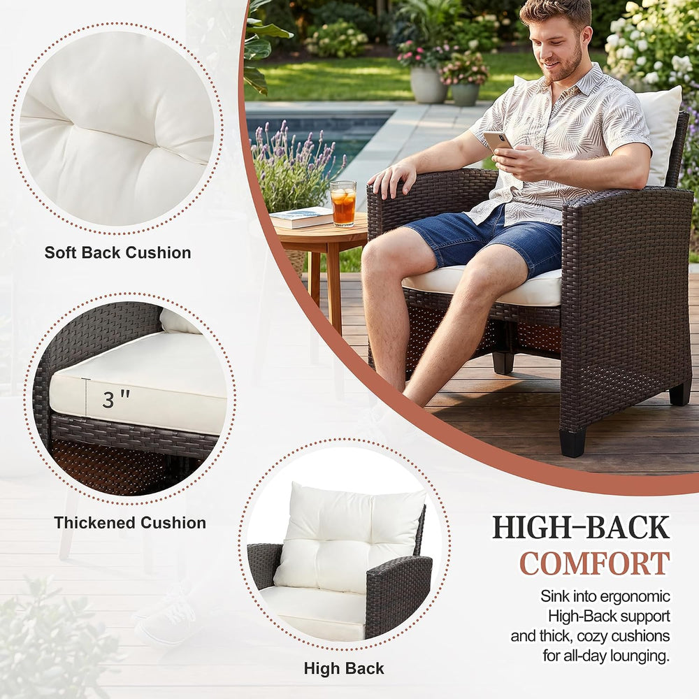 Vongrasig Patio Chair with Ottoman, 5 Pieces Patio Furniture Set Small Balcon...