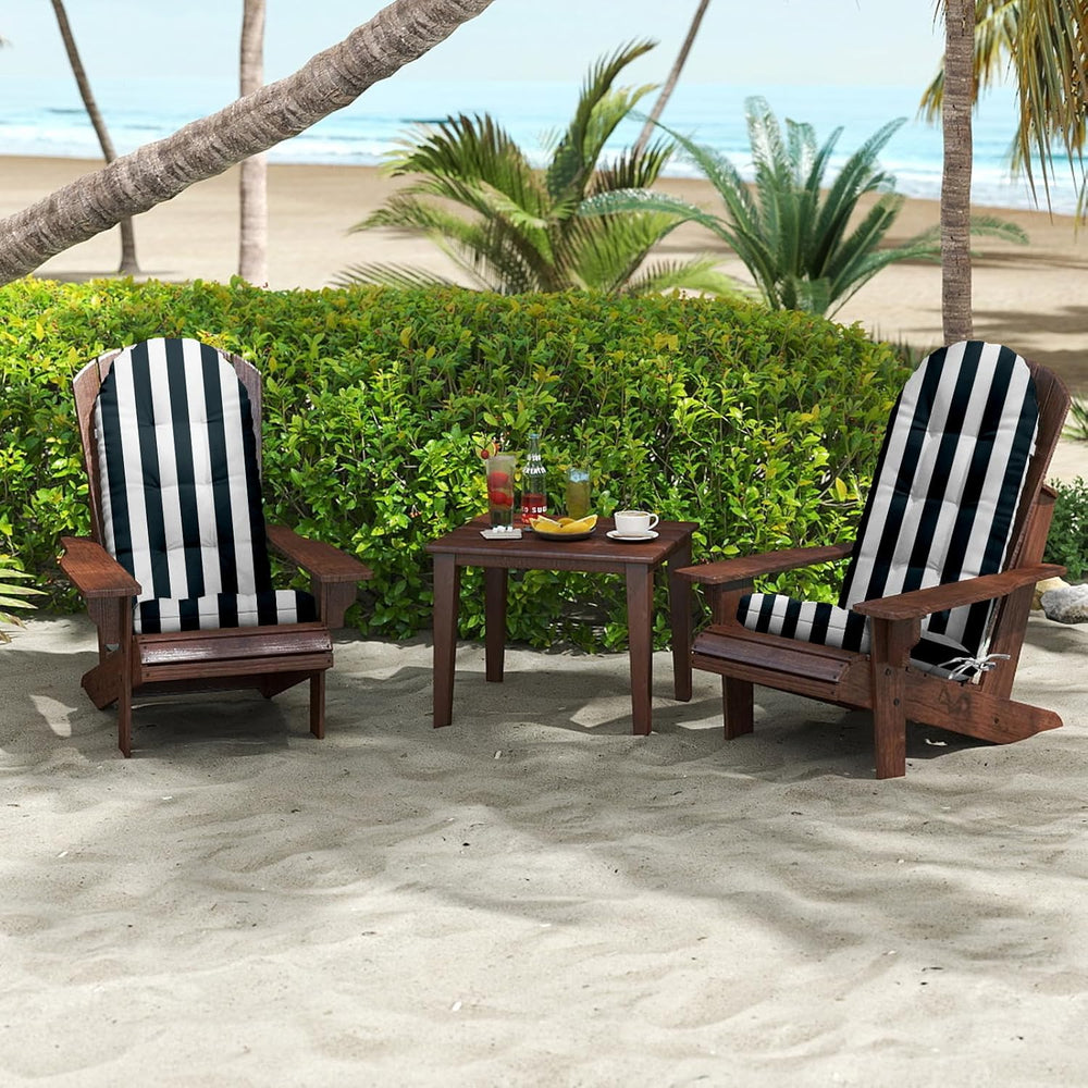 Adirondack Chair Cushions 44x19x4 in Set of 2, Dark Blue Stripe