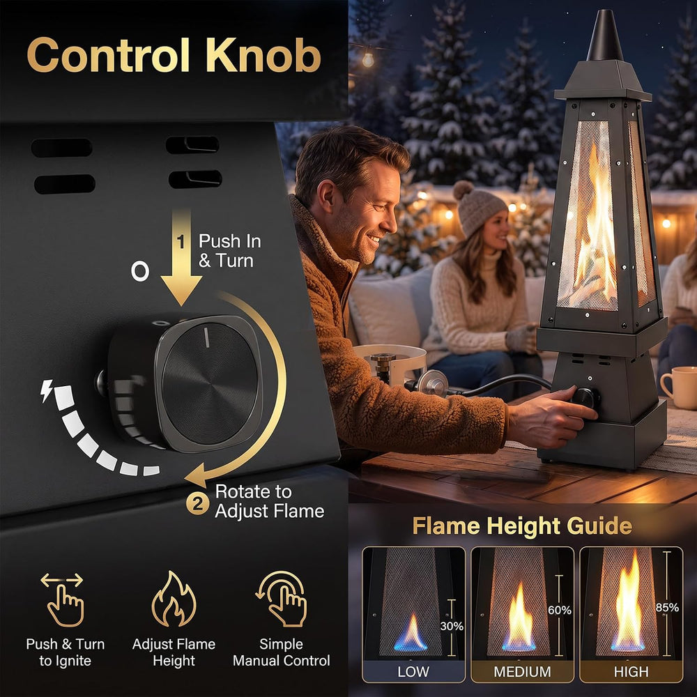 Uniflasy 27'' Propane Fire Pit Gas Chiminea for Patio