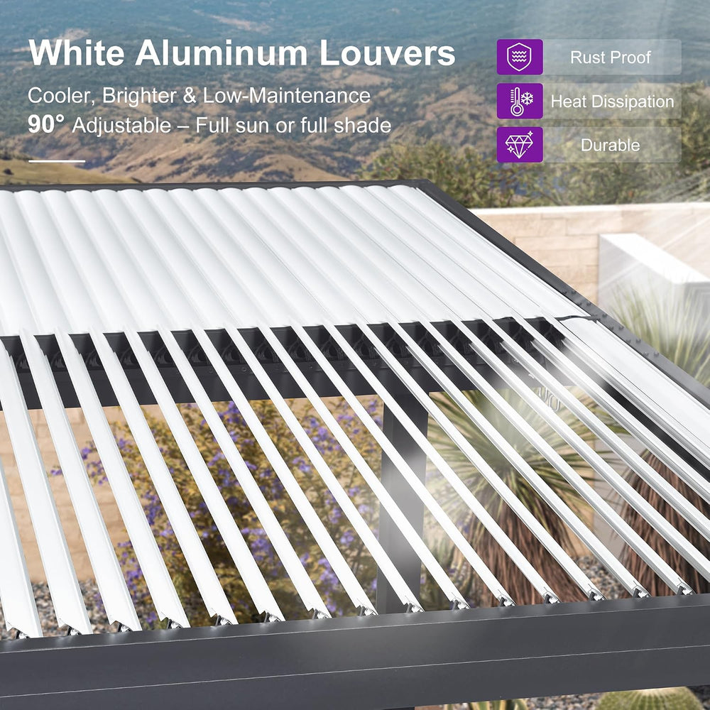 PURPLE LEAF Outdoor Pergola 12' x 24' Hardtop Pergola w/Independent Roof