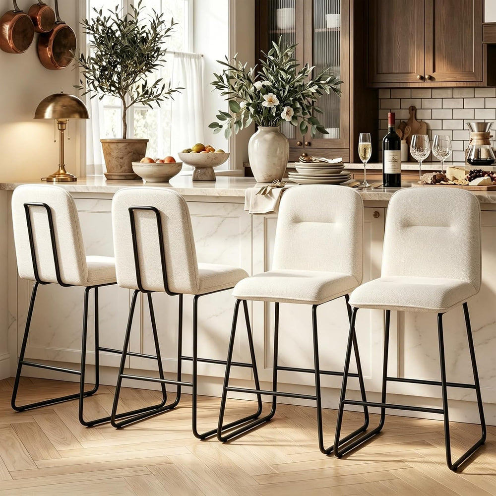 Bar Stools Set of 3, 26" Counter Height Bar Stools with Back, Modern Lin...