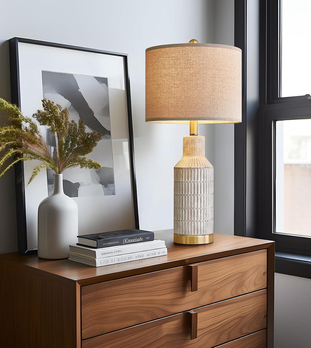 USumkky 25" Table Lamps Set of 2 - Modern Bedside Lamps for Living Room ...