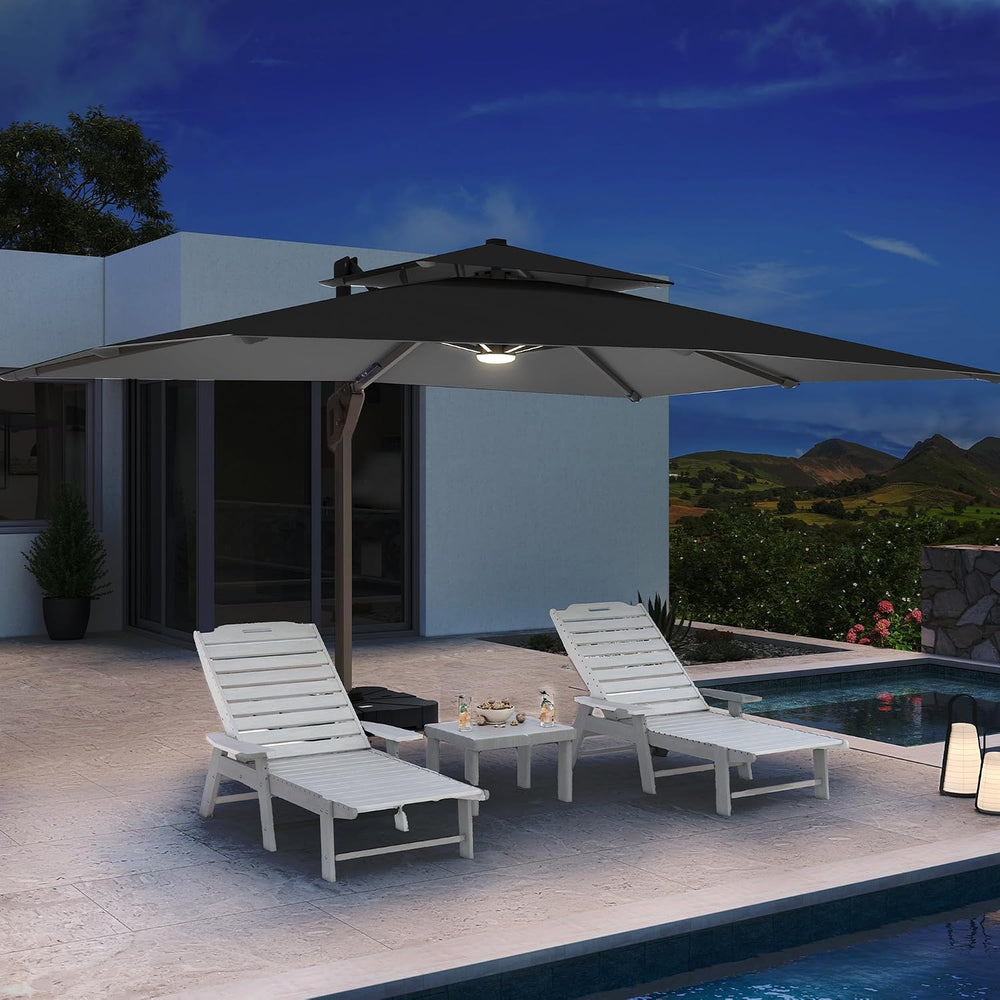 10 X 13 FT Cantilever Patio Umbrella Outdoor with Led Lights
