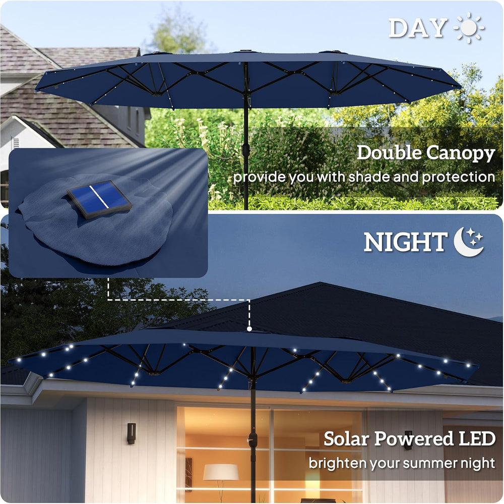 Outsunny 14.4ft Large Patio Umbrella with 36 Solar LED Lights