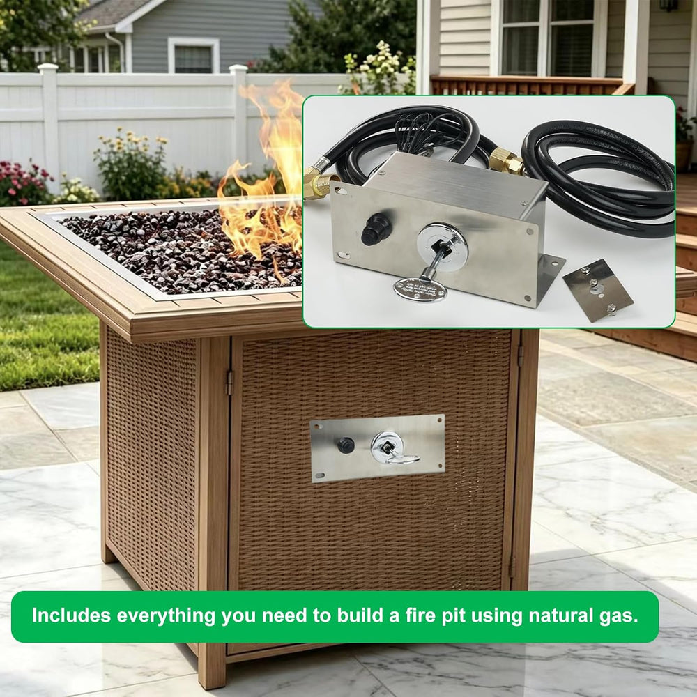 All-in-One Natural Gas Fire Pit Ignition System Kit, Outdoor DIY Fire Pit Acc...