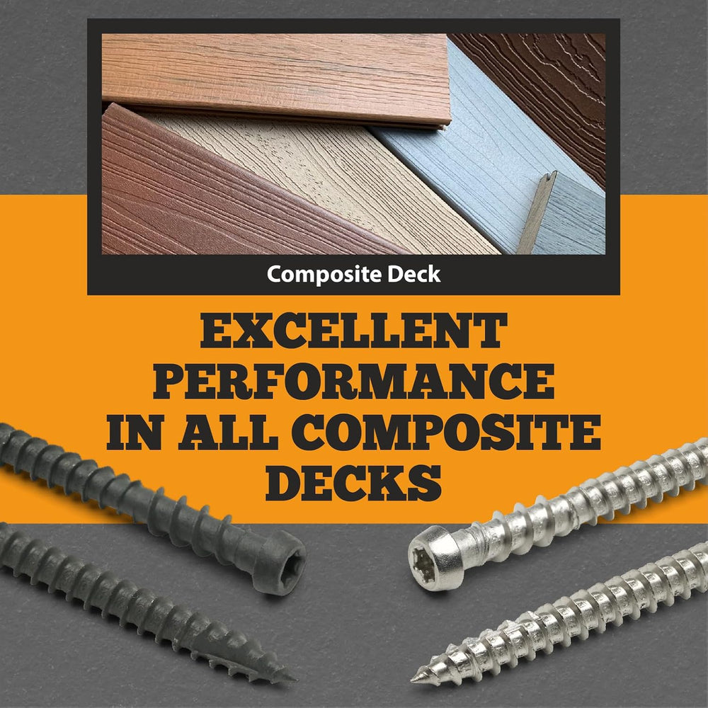 Composite Decking Coated Wood Screw #10 x 2-3/4,Dark Gray, 350