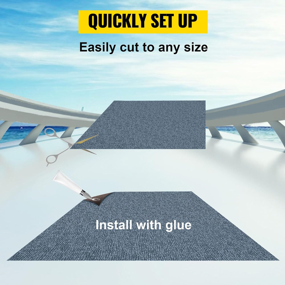 Happybuy 6 ft x 13 ft Gray Marine Boat Carpet Waterproof Indoor Outdoor Rug