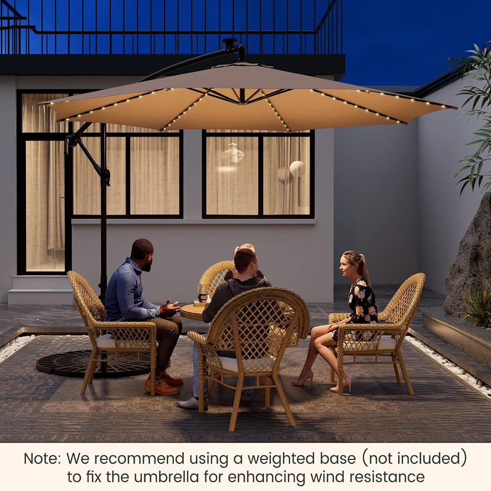 Tangkula 10FT Solar Offset Umbrella, Tilted Cantilever Hanging Umbrella with ...