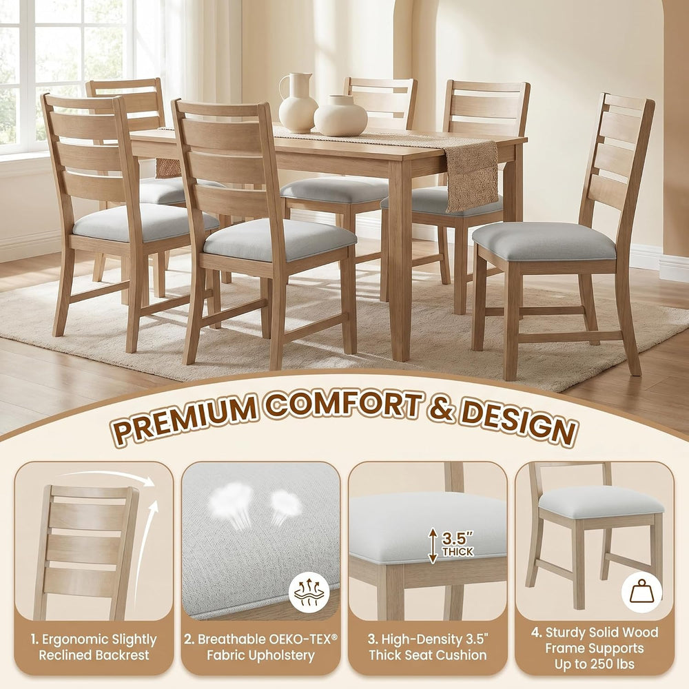COLAMY Modern Dining Chairs Set of 6, Breathable Fabric Kitchen Chairs with H...