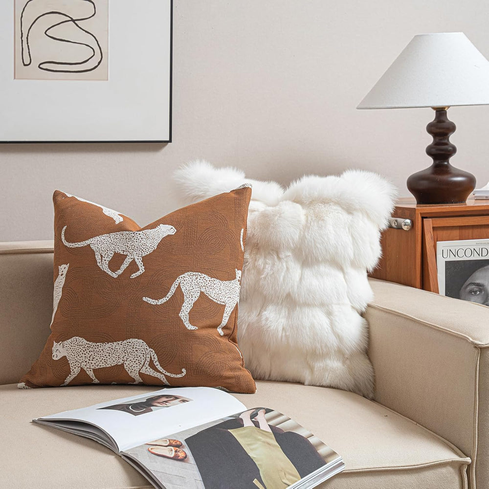 Croker Horse 22x22'' Inches Throw Pillow Cushion Cover - Leopard Chee...