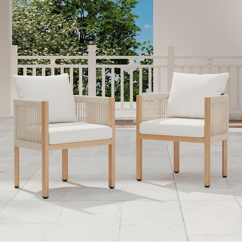Outdoor Dining Chairs Set of 2, Wicker Patio Furniture Set with Armrests, Cus...
