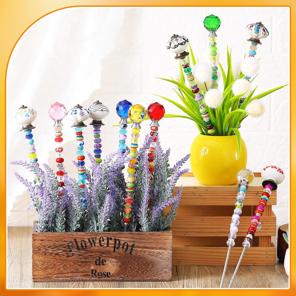 Hicarer 248 Pcs Fall DIY Fairy Wand Beaded Stakes Kit for Garden Craft