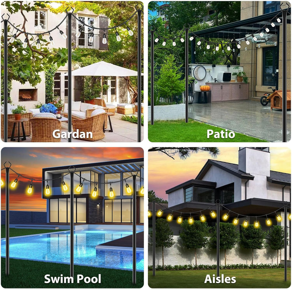 zoegi 4 Pack 10Ft String Light Poles,Light Poles for Outside Lights with Fork...