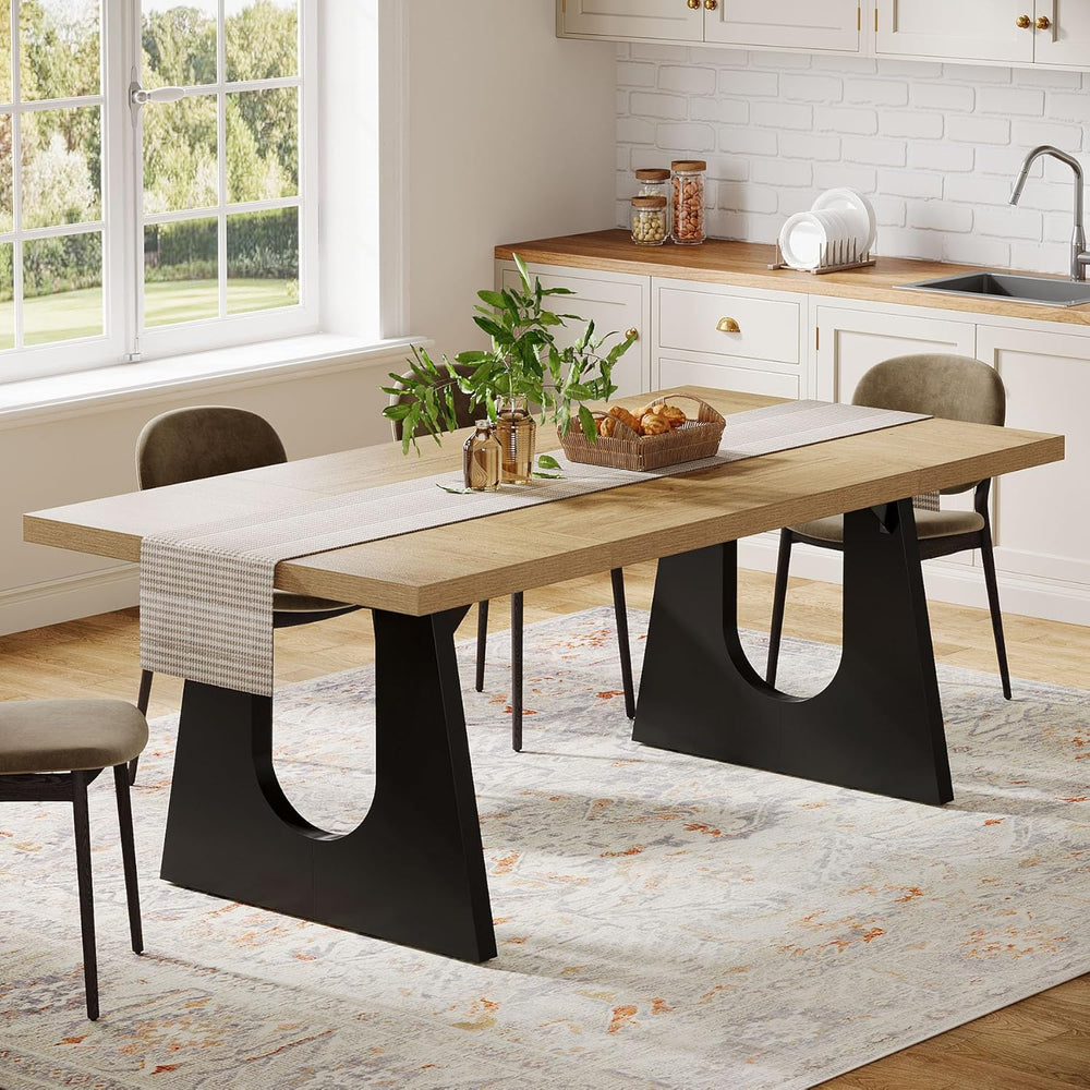 Tribesigns Large Dining Table for 6-8 People, 70.9-Inch Wood Rustic Rectangul...