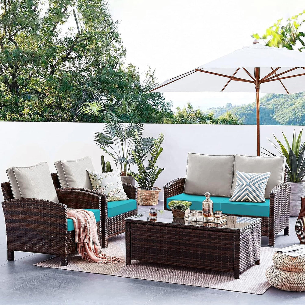 Outdoor Cushion Covers 4 Pack Waterproof&Fade Resistant Zipper Patio Furn...
