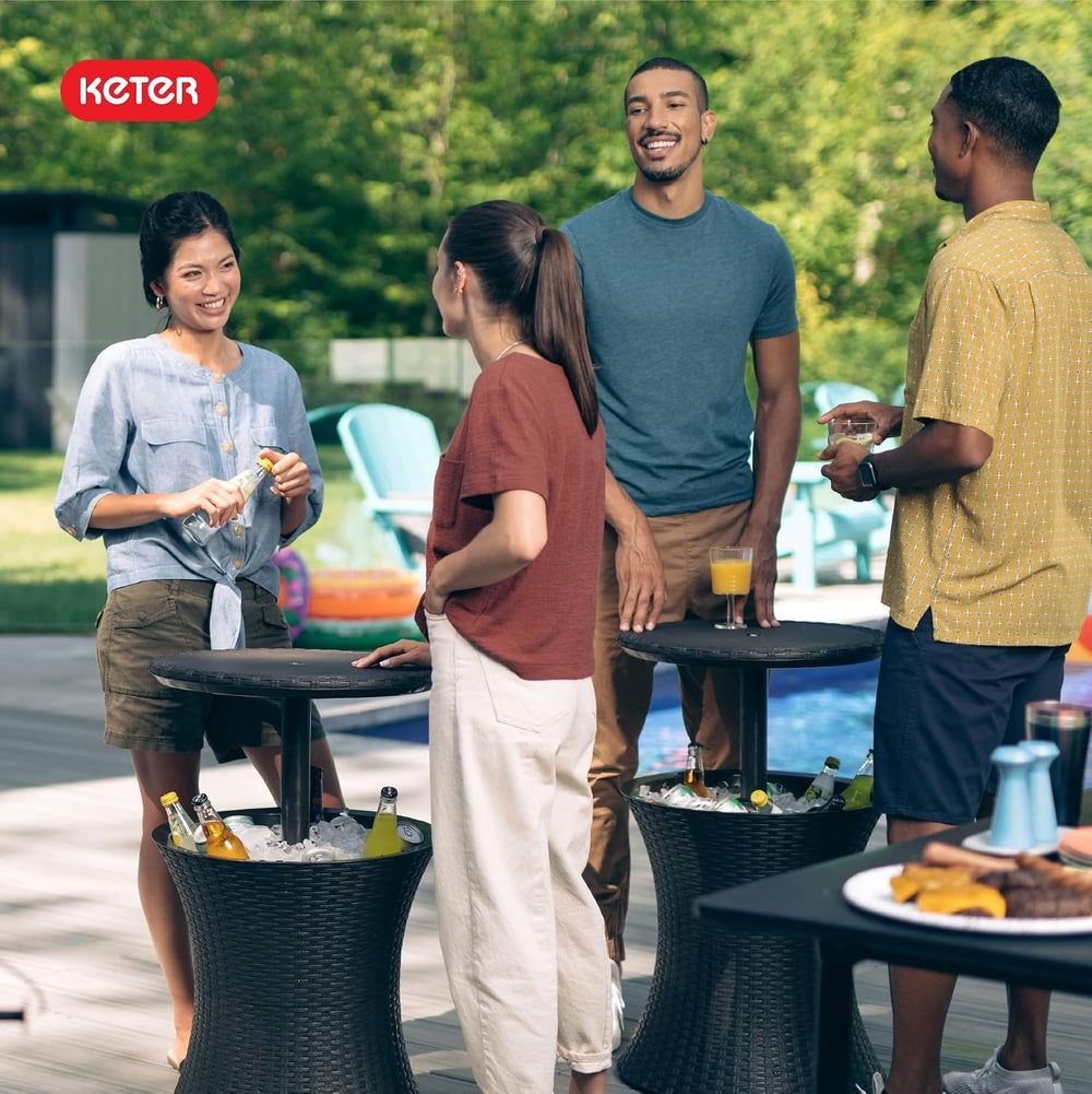 Keter Pacific Cool Bar Outdoor Patio Furniture and Hot Tub Side Table with 7....