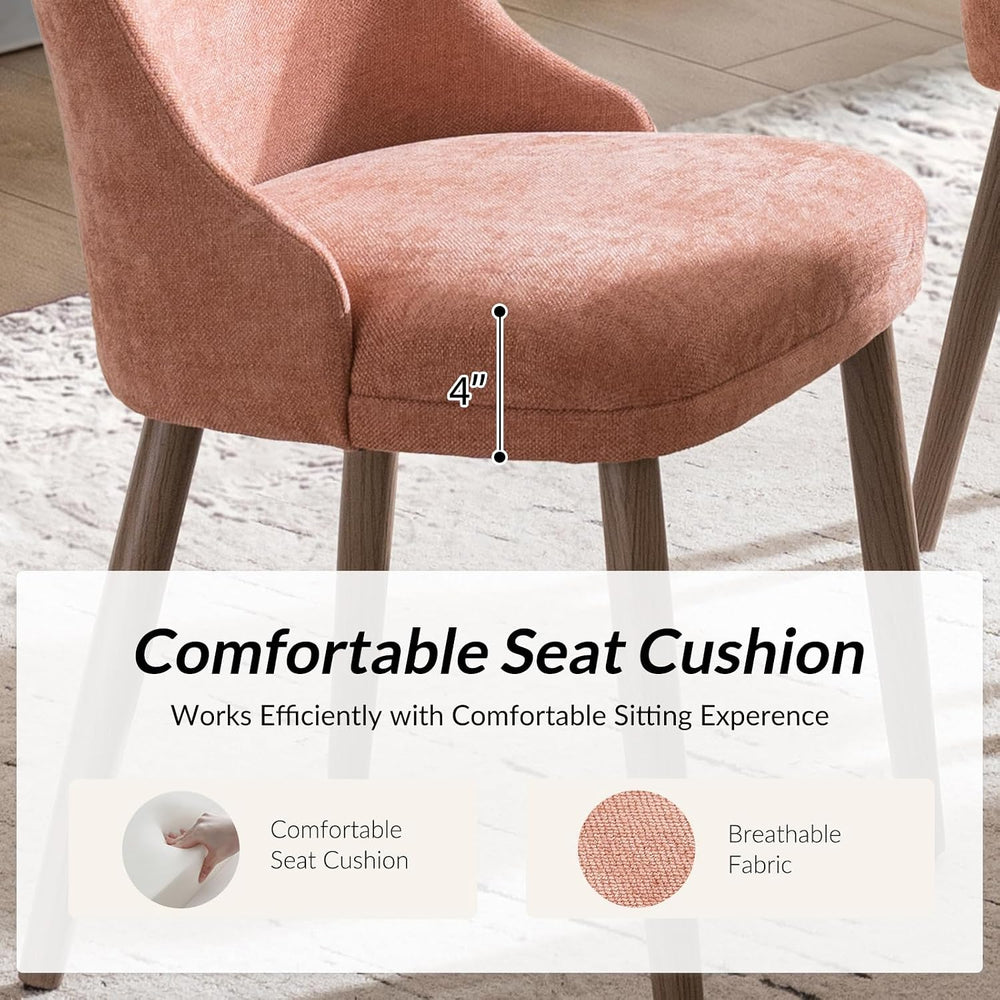 HULALA HOME Dining Chairs Set of 2, Coral Fabric Upholstered Dining Room Chai...