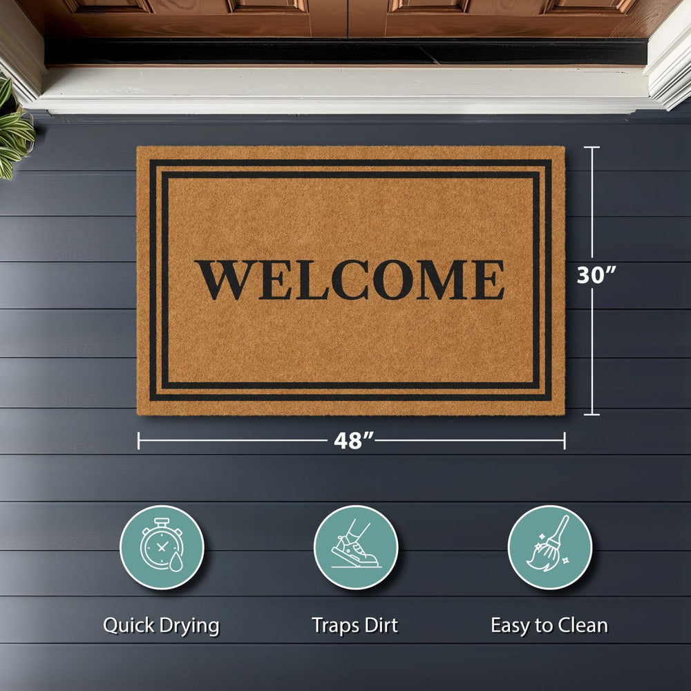 Barnyard Designs Natural Coco Coir Non-Slip Doormat (30x48, Welcome)