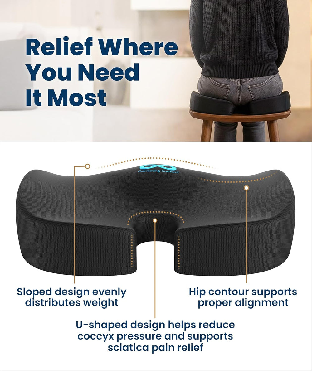 Everlasting Comfort Doctor Recommended Memory Foam Seat Cushion for Office Ch...