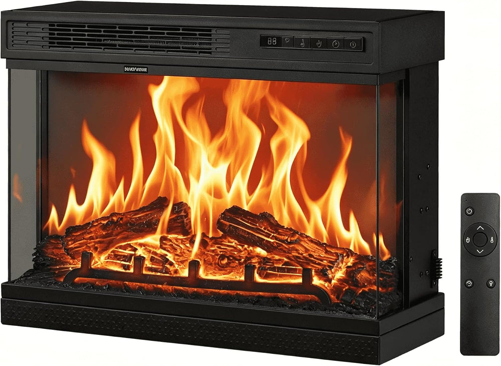 VINGLI 24 inch Electric Fireplace Insert, Modern 3-Sided Recessed/Wall Mount ...