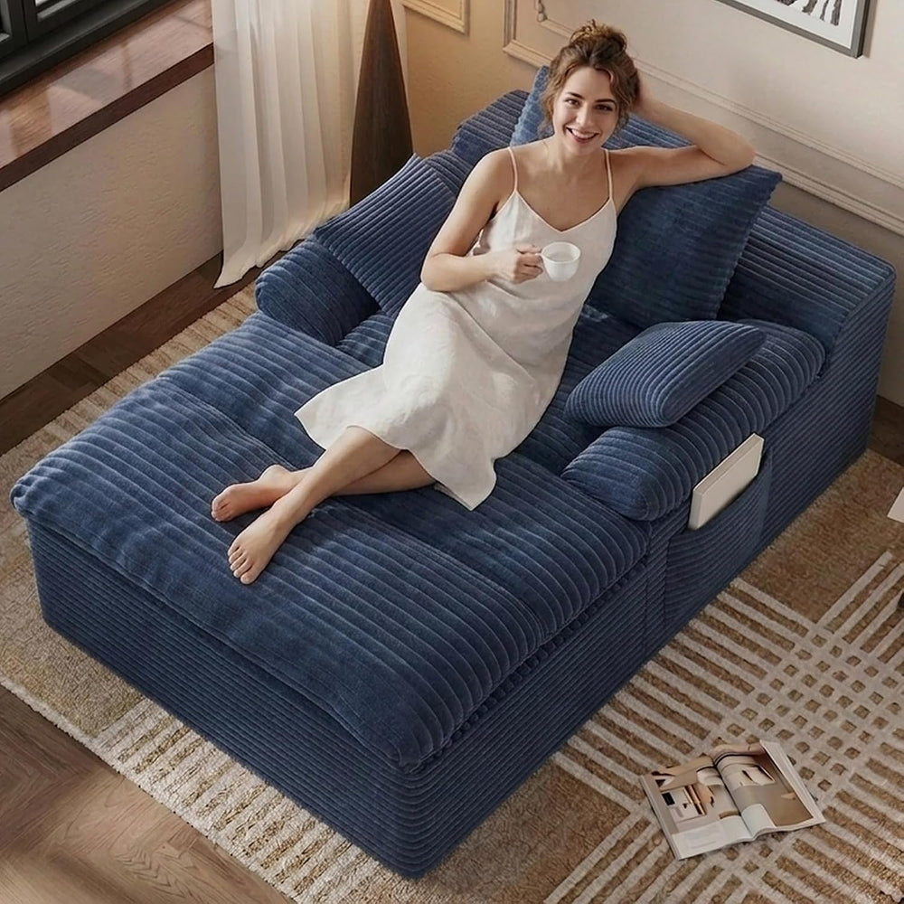 65" Chaise Lounge Chair Indoor, Oversized Boneless Chaise Lounge | No As...