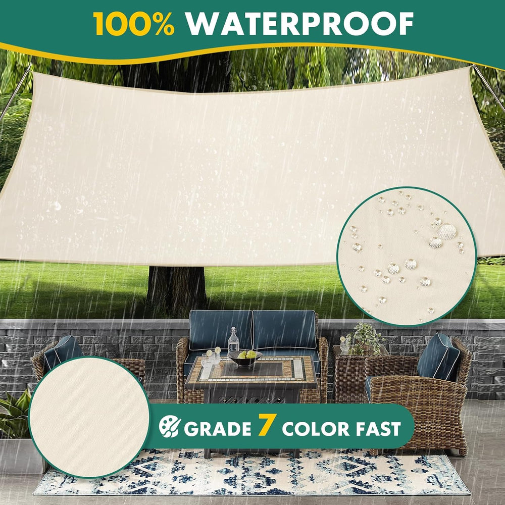 8x10 Rectangle Sun Shade Sail UV Block (Ivory)