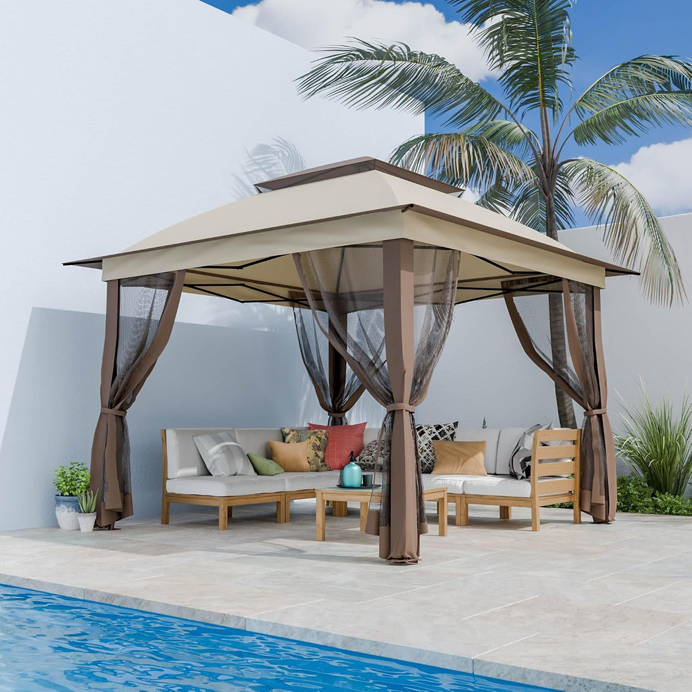 11'X11' Gazebo Pop Up with 4 Sidewalls Mosquito Netting