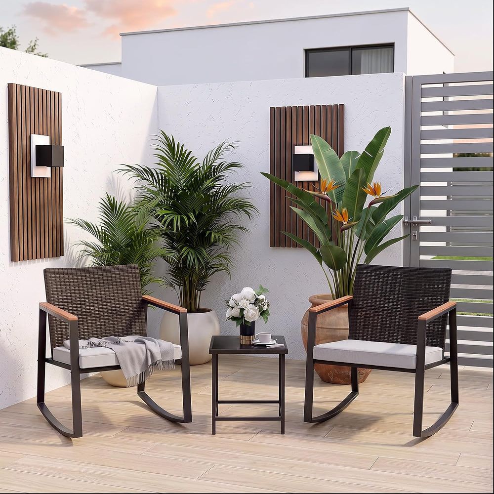 Gizoon 3 Pieces Rocking Patio Bistro Set