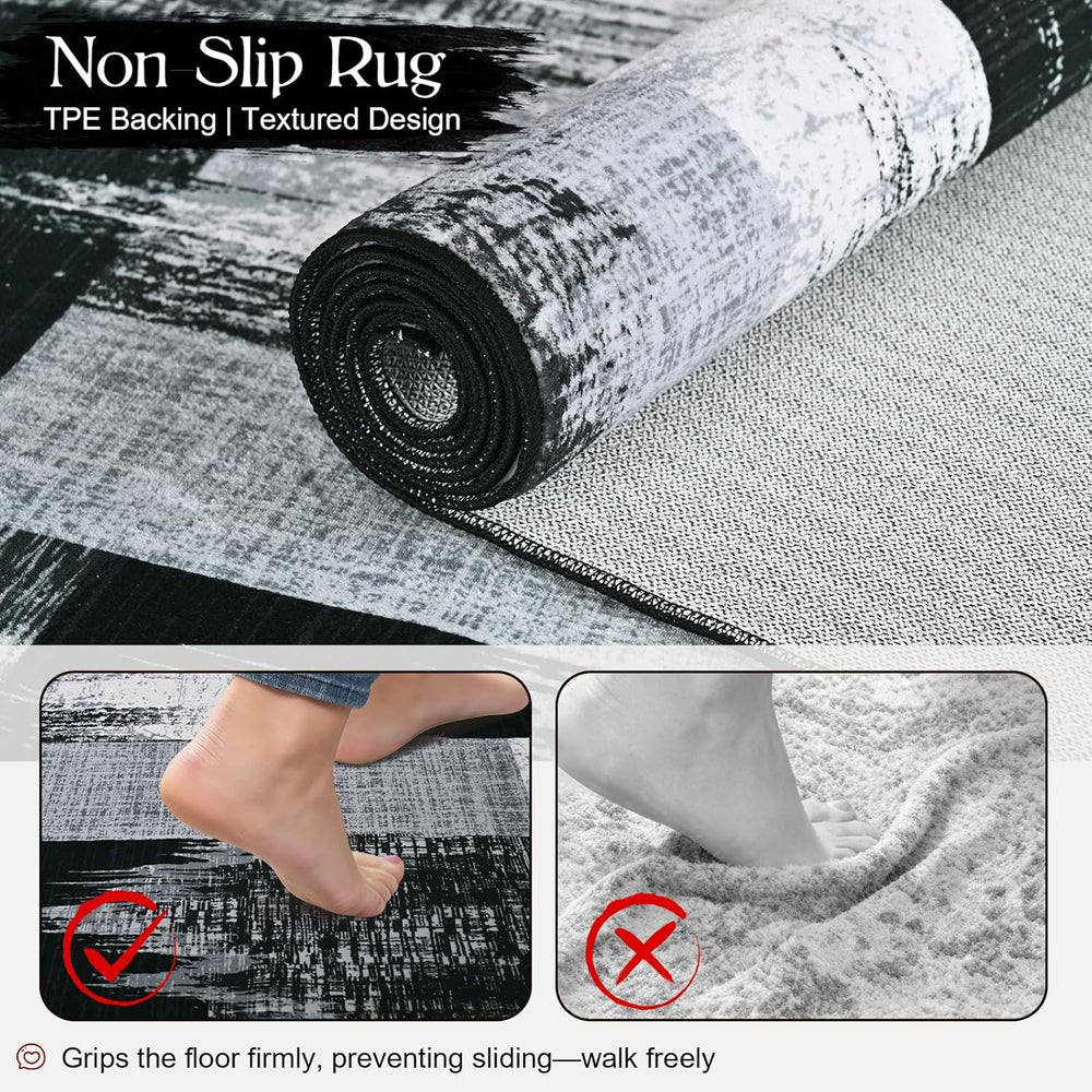 Yinhua Modern Geometric Rug 3x5, Patchwork Grey Rugs for Living Room Washable...