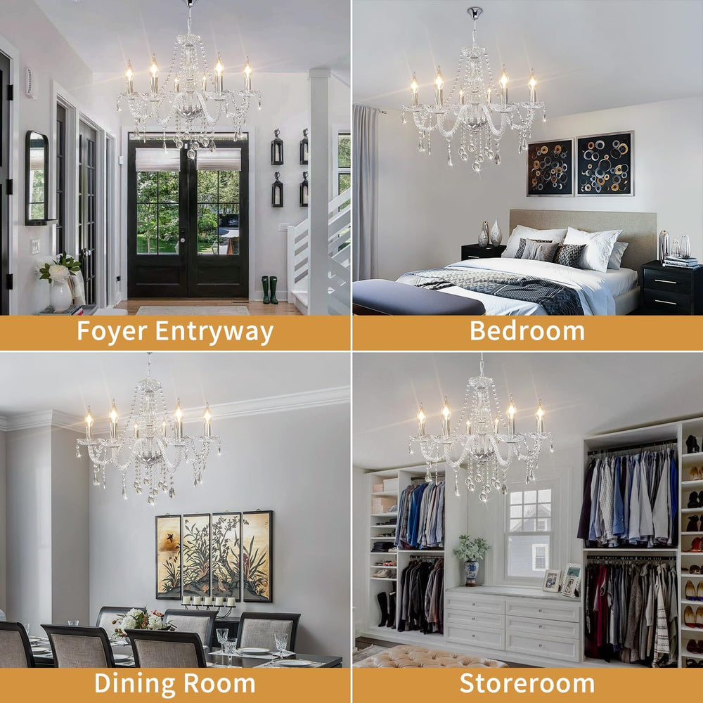 Crystal Chandeliers Classic Crystal Candle Chandelier Lighting, Vintage 6 Lig...