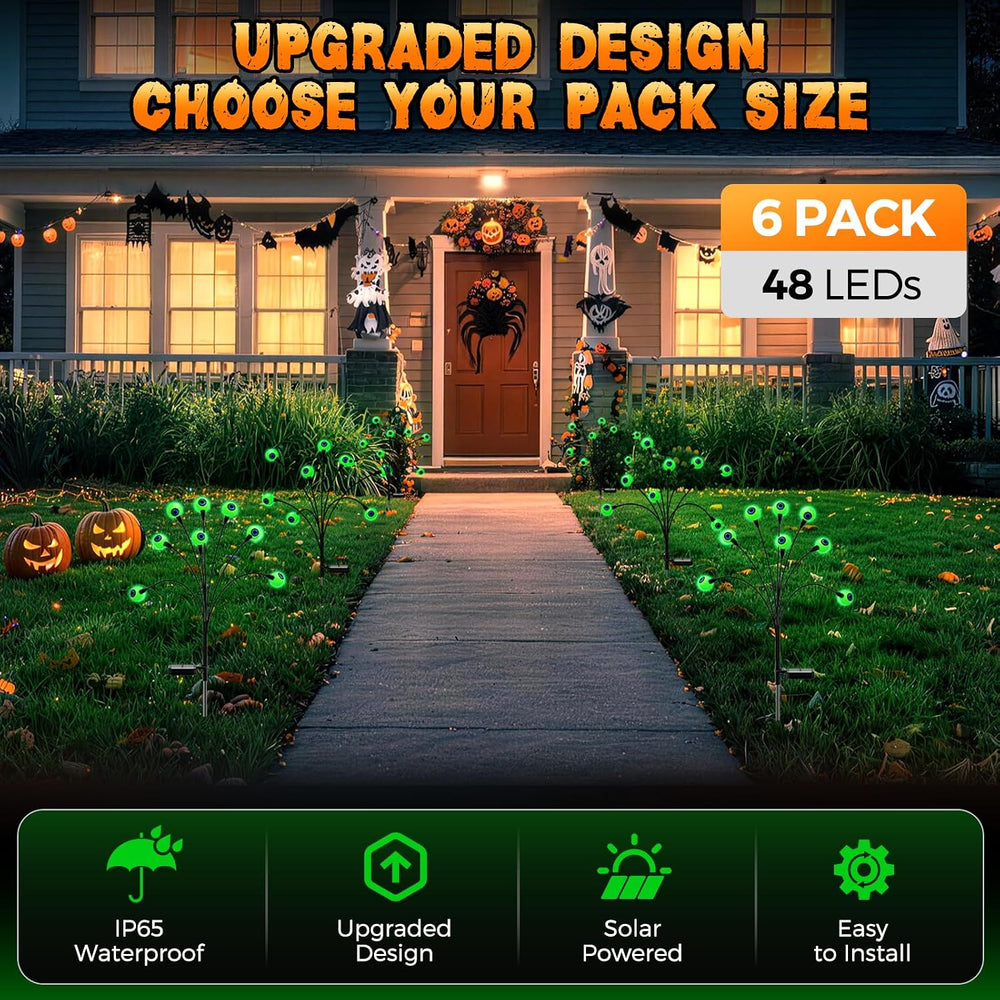 Halloween Decorations Outdoor, 6Pack 48 LEDs Solar Eyeball Lights