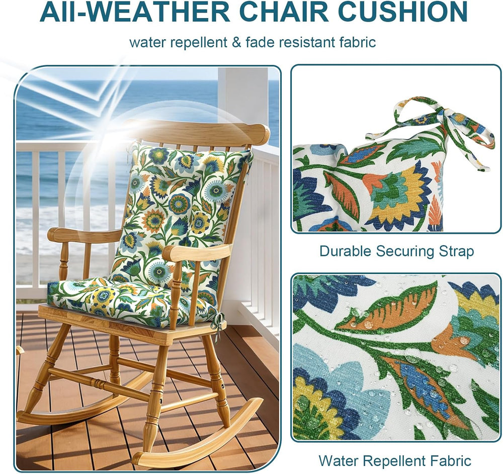 DYTXIII Set of 2 Rocking Chair Cushions for Outdoor/Indoor Use,Water Resistan...