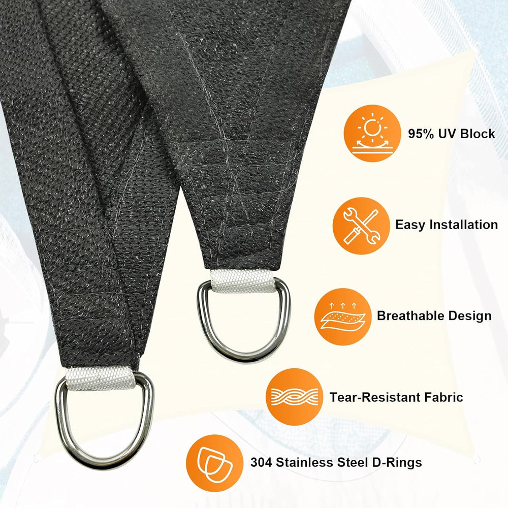 Artpuch Sun Shade Sail 20'X20' Dark Grey Rectangle