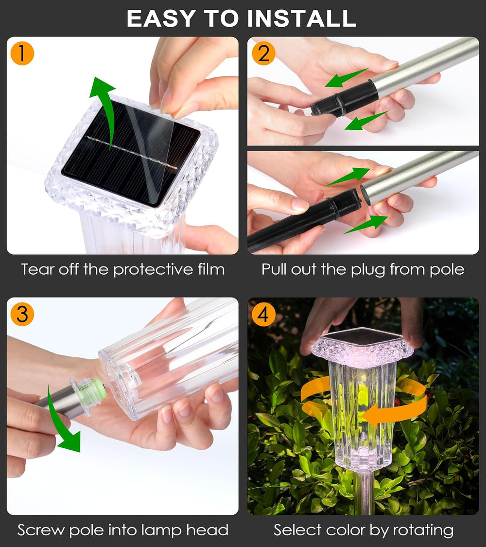 DenicMic Pathway Solar Lights Outdoor Waterproof 8 Pack Halloween Decor